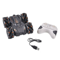 8 Channels Remote Control Double-sided Stunt Drift Car with Lights and Music - Orange (2xAA Battery Not Included)