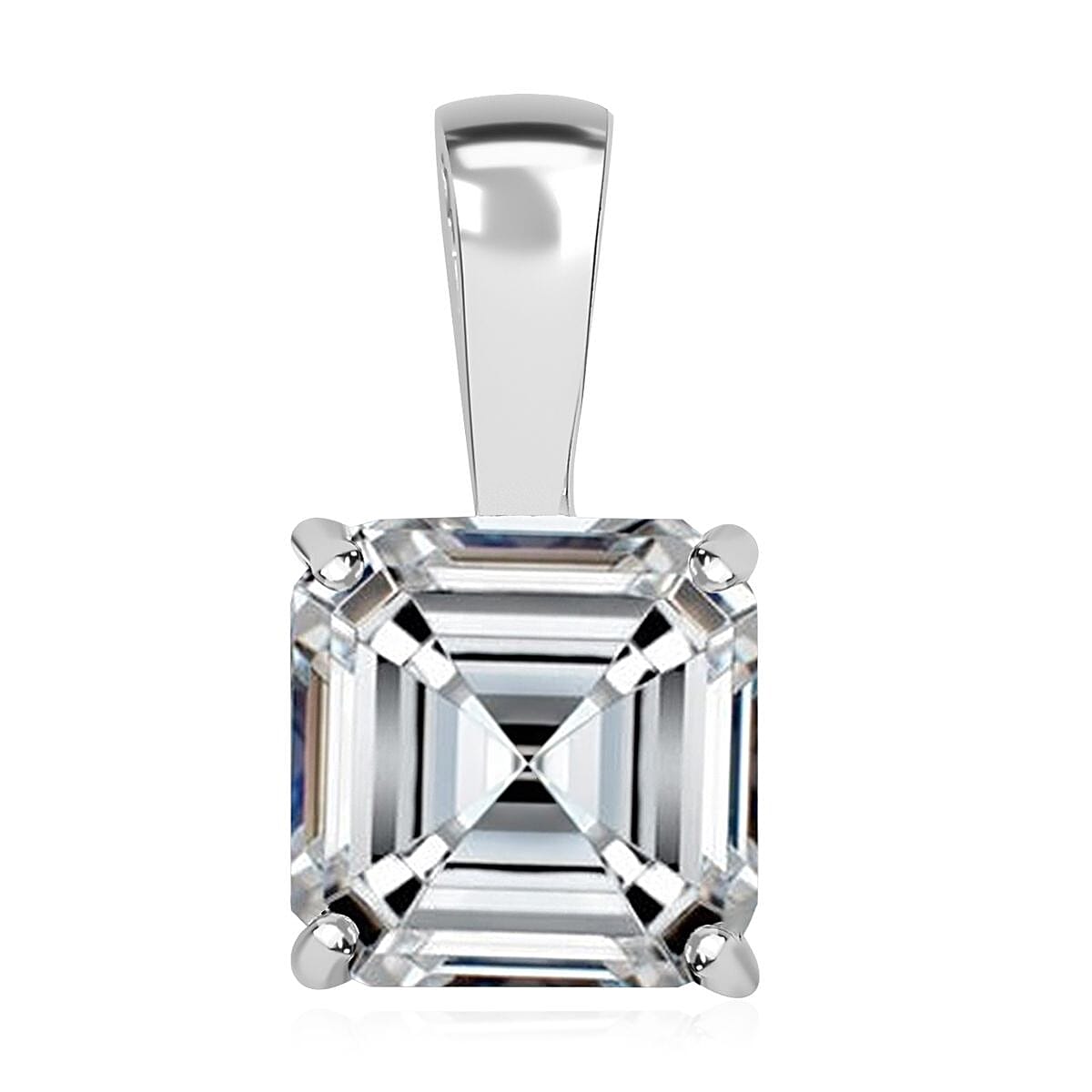 Luxoro 10K White Gold Moissanite Solitaire Pendant 1.75 ctw