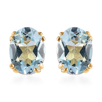 Sky Blue Topaz Solitaire Earring in Vermeil Yellow Gold Over Sterling Silver 2.90 ctw