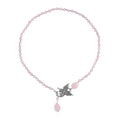 Galilea Rose Quartz Beaded Butterfly Necklace 20 Inches in Silvertone 131.00 ctw - Sticky add to cart bar