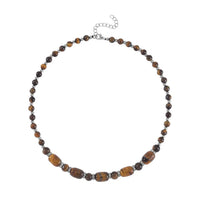 Red Tiger's Eye, Austrian Crystal Beaded Necklace (18-20 Inches) in Silvertone 142.00 ctw