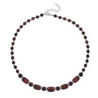 Red Tiger's Eye, Austrian Crystal Beaded Necklace (18-20 Inches) in Silvertone 142.00 ctw