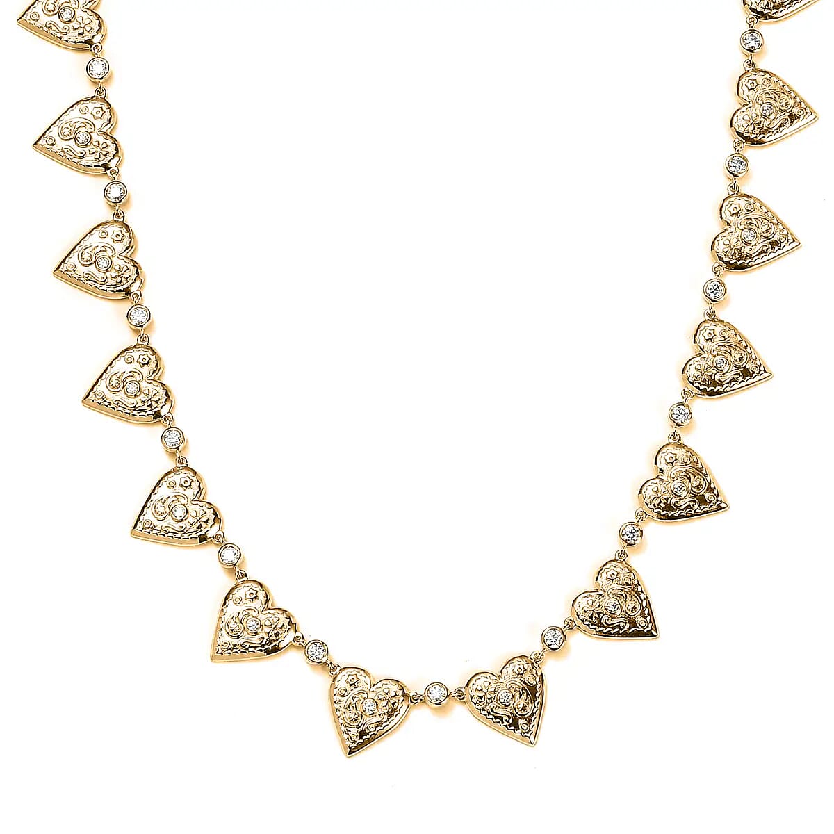 Moissanite Heart Necklace, 18 Inch Necklace, Vermeil Yellow Gold Over Sterling Silver Necklace, Moissanite Necklace 2.30 ctw