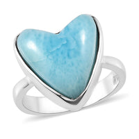 Larimar Heart Ring in Sterling Silver 6.75 ctw
