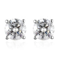 120 Facets Moissanite (Rnd 6.5mm) Stud Earrings in Platinum Over Sterling Silver 2.00 ctw - Sticky add to cart bar