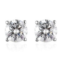 120 Facets Moissanite (Rnd 6.5mm) Stud Earrings in Platinum Over Sterling Silver 2.00 ctw