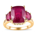 TLV Niassa Ruby (FF), White Topaz Ring in Vermeil YG Over Sterling Silver (Size 10.0) 10.00 ctw - Sticky add to cart bar