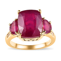 TLV Niassa Ruby (FF), White Topaz Ring in Vermeil YG Over Sterling Silver (Size 10.0) 10.00 ctw