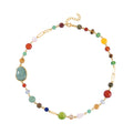 Multi Gemstone and Multi Color Austrian Crystal Necklace 18-20 Inches in Goldtone 134.00 ctw - Sticky add to cart bar