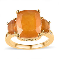 TLV Yellow Sapphire (FF), White Topaz  Ring in Vermeil YG Over Sterling Silver (Size 10.0) 9.50 ctw