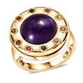 African Amethyst, Multi-Tourmaline Ring in 14K YG Over Sterling Silver (Size 5.5) 7.40 ctw - Sticky add to cart bar