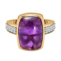 African Amethyst and White Zircon 7.88 ctw Ring in 14K YG Over Sterling Silver (Size 10)