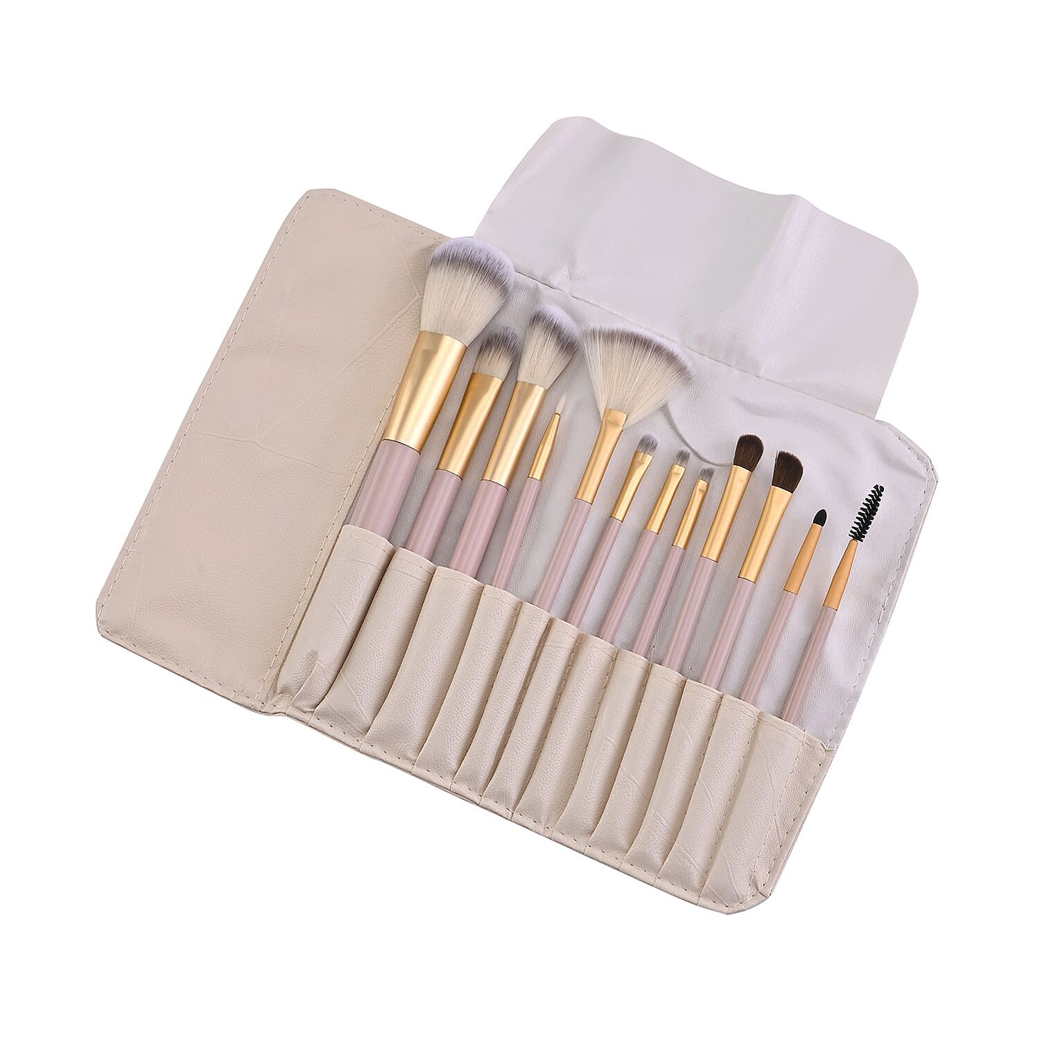 Cream 12pcs Make up Brush Set with Storage Bag
