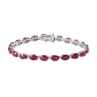Niassa Ruby (FF) and Moissanite Bracelet in Platinum Over Sterling Silver (6.50 In) 20.50 ctw