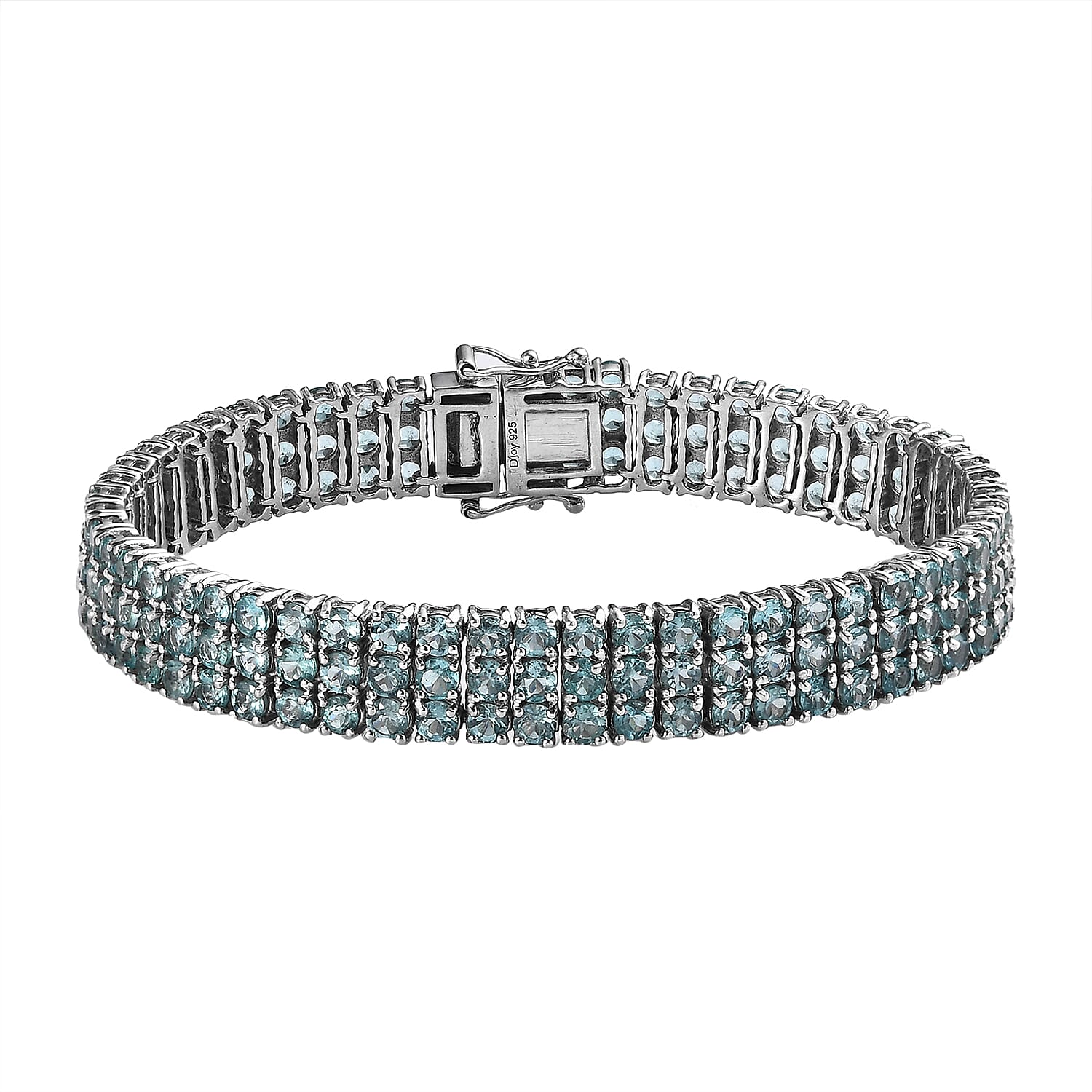 Tanzanian Natural Green Apatite 3 Row Tennis Bracelet in Platinum Over Sterling Silver (6.50 In) 18.30 ctw