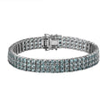 Tanzanian Natural Green Apatite 3 Row Tennis Bracelet in Platinum Over Sterling Silver (6.50 In) 18.30 ctw - Sticky add to cart bar