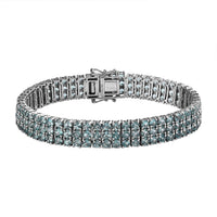 Tanzanian Natural Green Apatite 3 Row Tennis Bracelet in Platinum Over Sterling Silver (6.50 In) 18.30 ctw