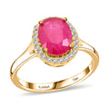 Certified & Appraised Iliana 18K Yellow Gold AAA Montepuez Ruby, Diamond (G-H, SI) (0.20 cts) Halo Ring (Size 10.0) 2.50 ctw - Sticky add to cart bar