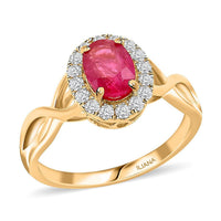 Certified & Appraised Iliana 18K Yellow Gold AAA Mozambique Ruby and G-H SI Diamond Infinity Shank Ring (Size 10.0) 4.05 Grams 1.25 ctw (Del. In 7-10 Days)