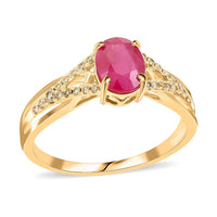 Certified & Appraised 14K YG AAA Mozambique Ruby and G-H I2 Diamond Ring 1.50 ctw (Del. In 7-10 Days)