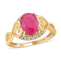 Certified & Appraised Luxoro 14K Yellow Gold AAA Mozambique Ruby and G-H I2 Diamond Ring 2.40 ctw (Del. In 7-10 Days)