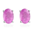 Ilakaka Hot Pink Sapphire (FF) Solitiare Stud Earrings in Platinum Over Sterling Silver 2.25 ctw - Sticky add to cart bar