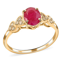 Certified & Appraised Luxoro 14K Yellow Gold AAA Mozambique Ruby and G-H I2 Diamond Ring 1.50 ctw (Del. In 7-10 Days)