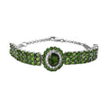 Chrome Diopside and White Zircon Bracelet in Platinum Over Sterling Silver (7.25 In) 14.60 ctw - Sticky add to cart bar