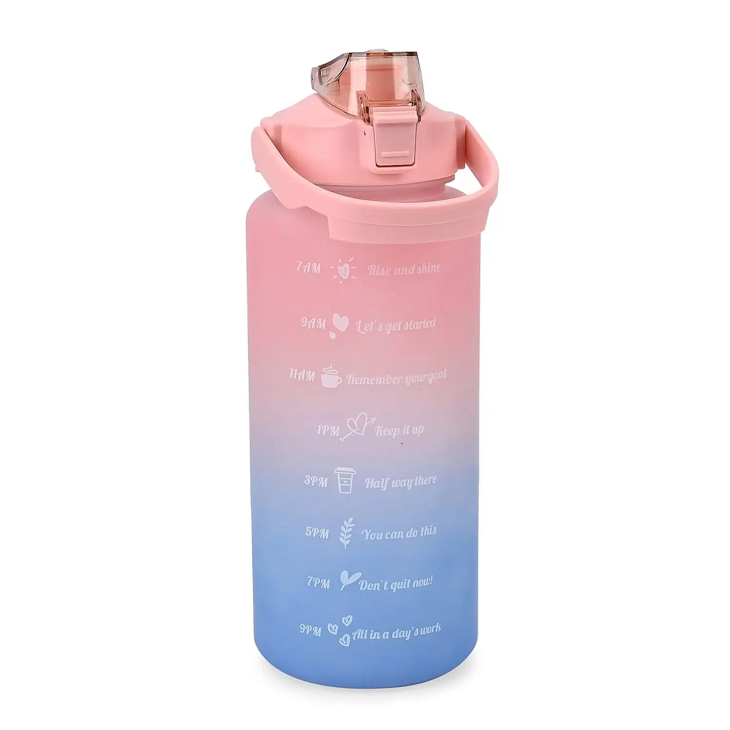 Plastic Sport Water Bottle with Portable Handle 2 Color Rubber Coating 64oz