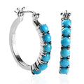 Premium Sleeping Beauty Turquoise Hoop Earrings in Stainless Steel 3.65 ctw - Sticky add to cart bar