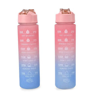 Set of 2 Plastic Sport Bottle 3 Color Rubber Coating 32oz