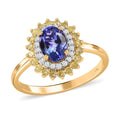 Luxoro 14K Yellow Gold AAA Tanzanite, Natural Yellow and White Diamond I3 Floral Ring 1.40 ctw (Del. in 7-10 Days) - Sticky add to cart bar