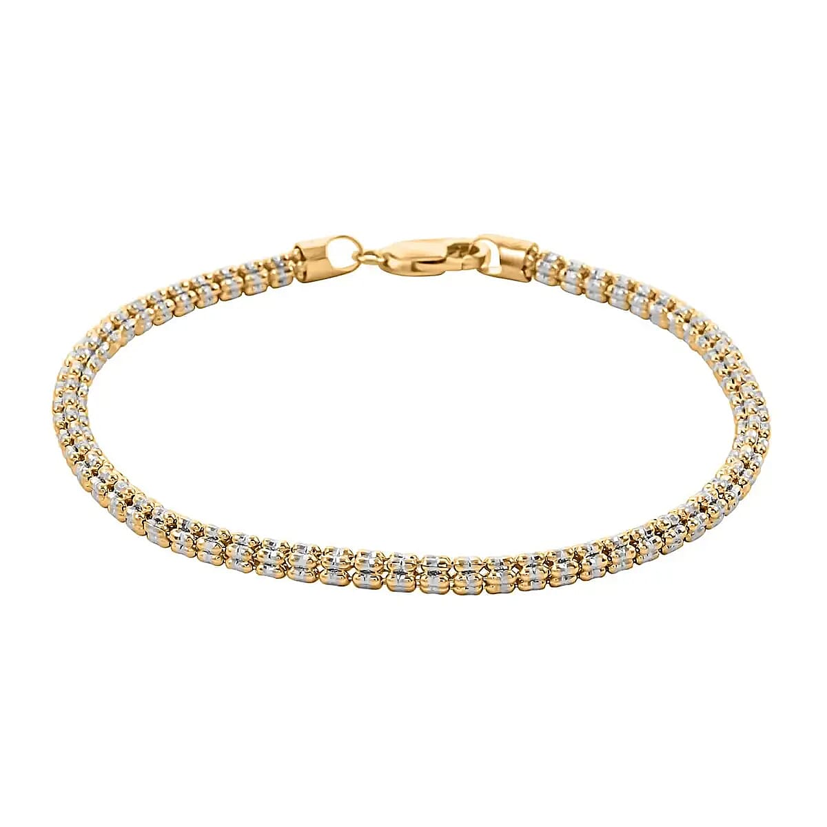 10K White and Yellow Gold 3mm Ice Chain Bracelet (7.00 In) 6 Grams