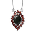 Chrome Diopside and Mozambique Garnet Necklace 18 Inches in Platinum Over Sterling Silver 5.00 ctw - Sticky add to cart bar