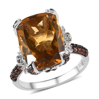 GP Italian Garden Collection AAA Brazilian Citrine and Multi Gemstone Ring in Platinum Over Sterling Silver 11.25 ctw