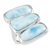 Premium Larimar Fancy Ring in Sterling Silver (Size 6.0) 25.90 ctw