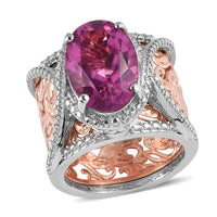 Karis Radiant Orchid Quartz (Triplet) Stackable Ring in 18K Rose Gold Plated and Platinum Bond 6.40 ctw