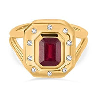 Niassa Ruby (FF) and White Zircon Ring in 14K YG Over Sterling Silver (Size 6.5) 2.60 ctw