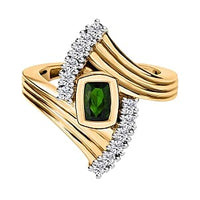 Chrome Diopside and White Zircon 0.94 ctw Ring in 14K YG Over Sterling Silver (Size 10)