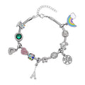 Gift Set - Snake Chain Bracelet with Interchangeable 12 Crystal Charms in Silvertone, Versatile Colorful Crystal Jewelry For Her, Birthday Anniversary Gift (7.0-9.0In) - Sticky add to cart bar