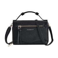 TLV Black Chic and Elegant Faux Leather Crossbody Wallet (7.5"x1.8"x5.3") with Shoulder Strap