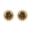 Luxoro 14K Yellow Gold Premium Golden Tanzanite and I3 Natural Yellow Diamond Sunburst Stud Earrings 3.25 ctw - Sticky add to cart bar
