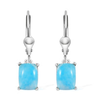 Larimar Lever Back Earrings in Platinum Over Sterling Silver 3.50 ctw