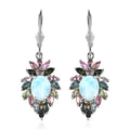 Larimar and Multi-Tourmaline Lever Back Earrings in Platinum Over Sterling Silver 6.65 ctw - Sticky add to cart bar