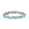 Larimar and White Zircon Bracelet in Platinum Over Sterling Silver (6.50 In) 33.85 ctw - Sticky add to cart bar