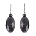 Shungite Faceted Beaded Dangle Earrings in Rhodium Over Sterling Silver 74.50 ctw - Sticky add to cart bar