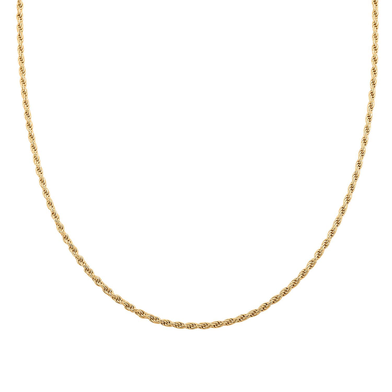 Italian 14K YG Over Sterling Silver Rope Chain Necklace (18 Inches) (8.8 g)