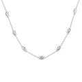 Italian Rhodium Over Sterling Silver Station Oval Moon Necklace (18 Inches) (6.3 g) - Sticky add to cart bar
