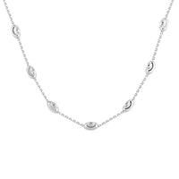 Italian Rhodium Over Sterling Silver Station Oval Moon Necklace (18 Inches) (6.3 g)