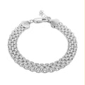 Italian Rhodium Over Over Sterling Silver Bismark Pave Bracelet with Extender (7.25 In) (12.6 g) - Sticky add to cart bar